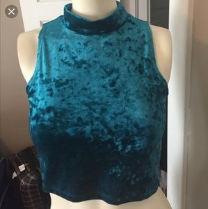 Blue velvet crop top